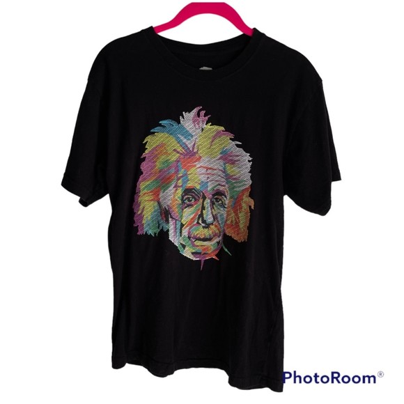 Bioworld Albert Einstein Black Multicolor Mens Casual Tee, M - Picture 1 of 4